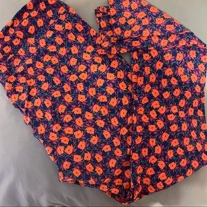 Lularoe TC leggings soft coral peach lotus floral print